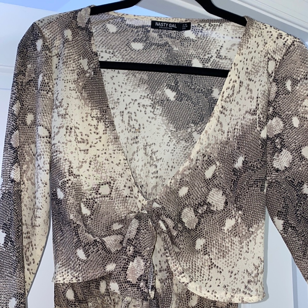 nasty gal snake print long sleeved bodysuit